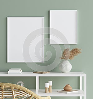 Mock up poster in interior background, Scandinavian style