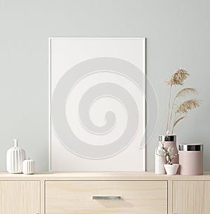 Mock up poster in interior background, Scandinavian style