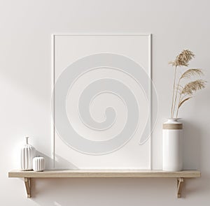 Mock up poster in interior background, Scandinavian style photo