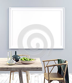 Mock up poster in interior with dining area. living room modern