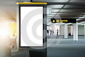 Mock up Poster media template Ads display in Subway station escalator