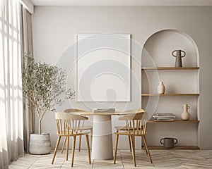 Mock up poster in modern home interior background, Living room, Scandinavian style 3D render