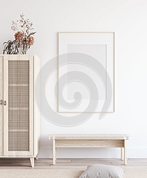 Mock up poster in Scandinavian home interior