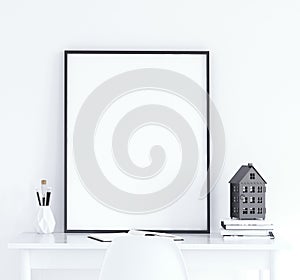 Mock up poster on table, Scandinavian style