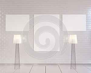 Mock up poster with vintage pastel hipster minimalism loft interior background, 3D rendering