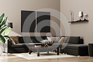 Mock up poster,wall in luxury modern living room interior