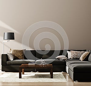 Mock up poster,wall in luxury modern living room interior