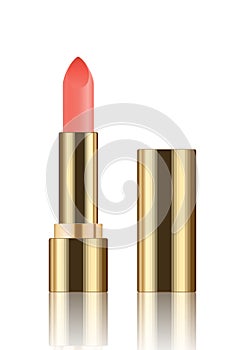 Mock-up of realistic orange peach lipstick. EPS10