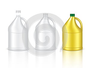 Mock up Realistic Plastic Gallon Packaging Product For Chemical Solution or Milk Bottle isolated Background.