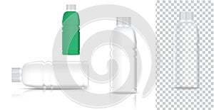 Mock up Realistic Plastic Transparent Packaging Product For Soft Drink or Water Juice Bottle isolated Background.