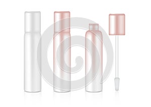 Mock up Realistic Rose Gold Bottle Cosmetic Lip Gloss Balm,Concealer, Oil for Skincare Product Packaging Background