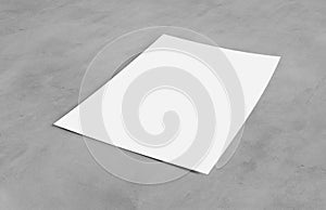 Mock up of a sheet of paper isolated on a background with shadow - 3d rendering