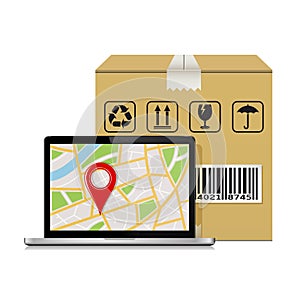 Mock-up for shipping parcel tracking order.