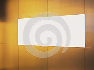Mock up Sign Blank banner on Bronze wall Media Advertisement