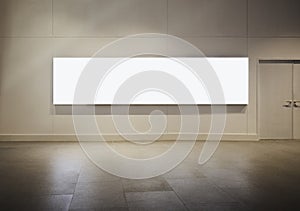 Mock up Sign Blank banner on wall Media Advertisement