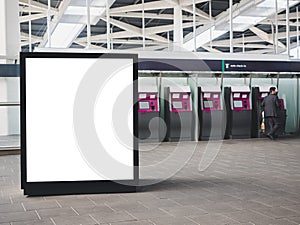 Mock up Signboard in Train station Ticket machine Indoor Media Advertisement