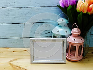 space of photo frame with home decoration