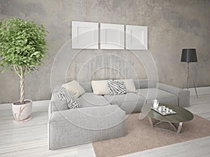 Mock up a stylish living room with a comfortable corner sofa.