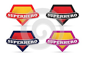 Mock up of super hero sign. Set of superhero logo template. Collection of superhero logo. Vector logo of superhero