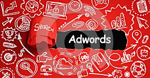 Mock up with torn paper Adwords text