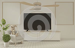 Mock up - Mock up Tv shelf cabinet in modern empty room. 3d rendering