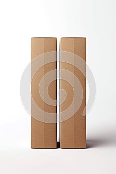 mock-up of two cardboard rectangular packaging boxes, on a light background