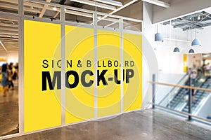 Mock up vertical billboard four partitions photo