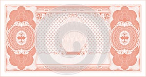 Mock-up of a vintage banknote with a central portrait red