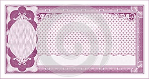 Mock-up of a vintage banknote, with an offset portrait lilac