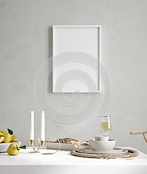 Mock up wall, frame in home interior background, Scandinavian style