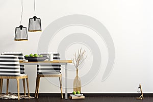 Mock up wall in interior with dining area. living room modern style