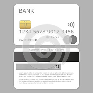 Mock up white blank credit card vector