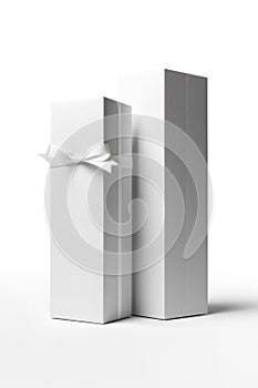 mock-up of white cardboard rectangular packaging boxes, on a light background