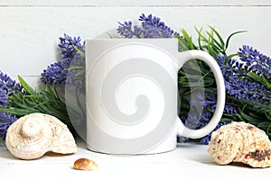 Mock-up of a white mug photo