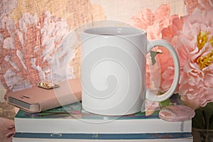 Mock-up of a white mug photo