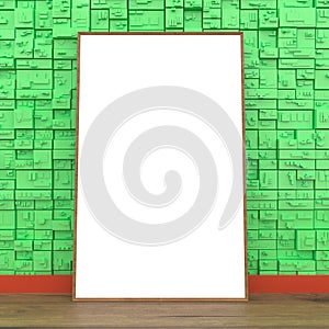 Mock up white poster room 3D rendering photo