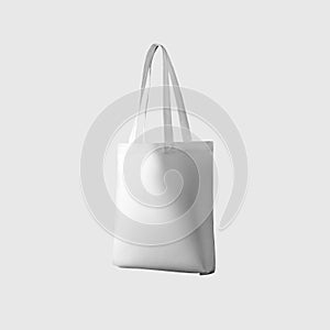 Mock up of white totebag 3d rendering, reusable ecobag with handle, for shopping, isolated on background