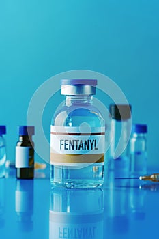 mock vial of fentanyl on a table