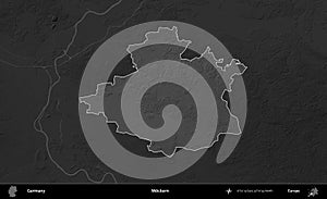 Mockern highlighted, Germany. Grayscale