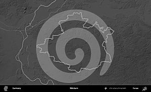 Mockern outlined, Germany. Grayscale