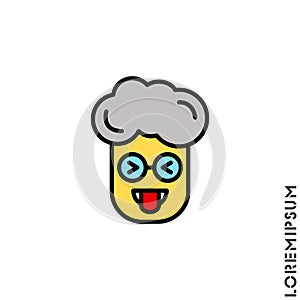 Mocking Funny Humor Eyes Closed yellow Emoticon boy, man Icon Vector Illustration