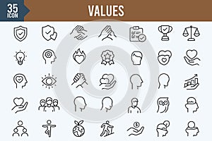 Values, Ethics, and Morality Line Icon Set