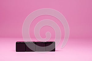Mockup 4 Black cube block object on Pink background and copy space - Word Editor Template