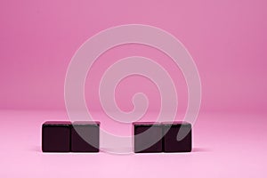 Mockup 4 Black cube block object on Pink background and copy space - Word Editor Template