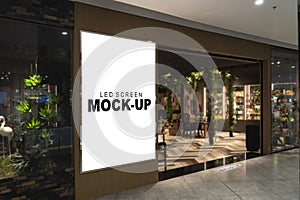 Mockup advertising LED Screen Install at front of restaurant