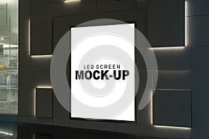 Mockup advertising LED Screen on panel of fashion cloths shop
