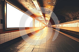 Mockup of a billboard banner Light panel or display for advertisment in Subway or underground