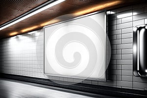 Mockup of billboards, posters, blank white screens and leds in subway stations for advertising.