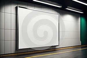 Mockup of billboards, posters, blank white screens and leds in subway stations for advertising.