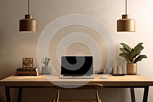 Illustration of a black laptop screen mockup on a desk